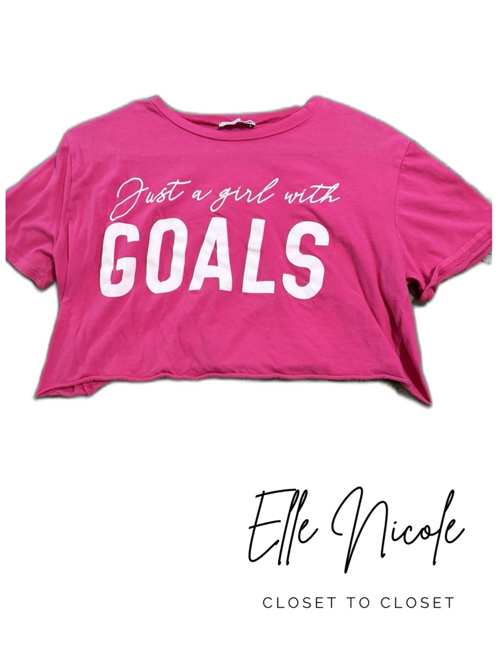 Pink 'Just a Girl With GOALS' Crop Tee